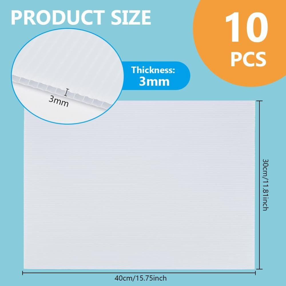 Yard Sign Blank - 10 arkuszy białego falistego plastiku 15,7x11,8