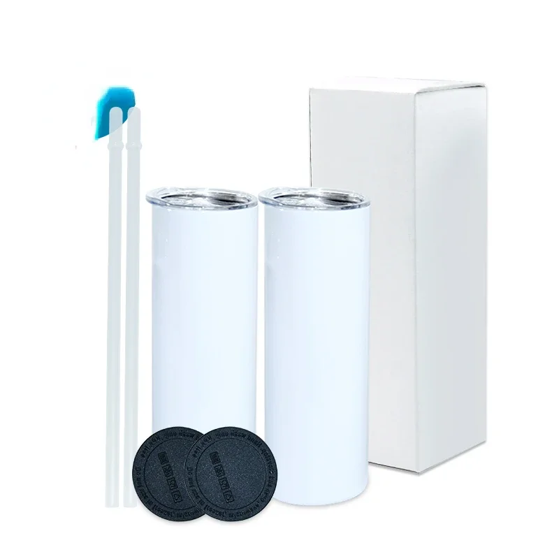 Tumbler 20Oz White - Białe, proste, wąskie kubki termiczne ze