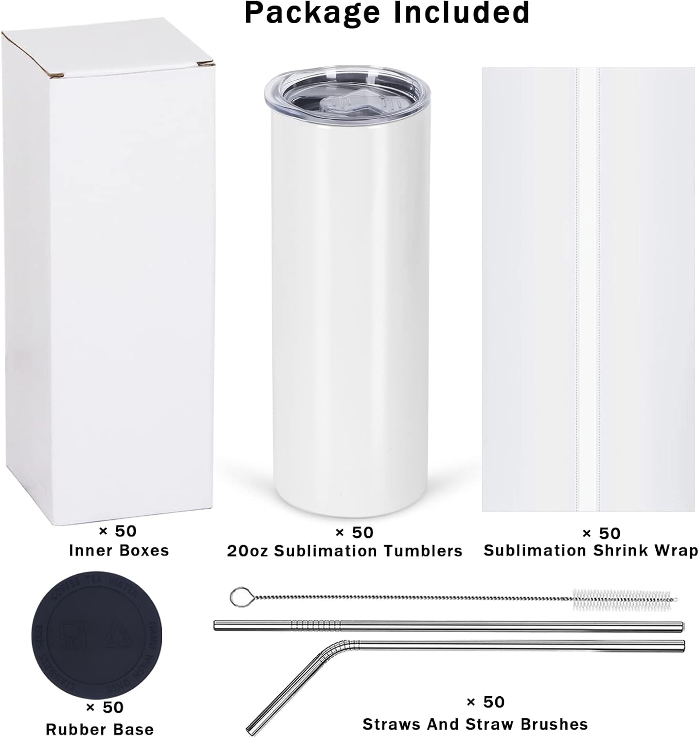 50 sztuk kubków do sublimacji  – Tumbler 20Oz White recenzja i cena